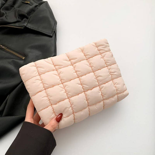 Quilted Puffy Cosmetic Clutch Pouch
 | Pink