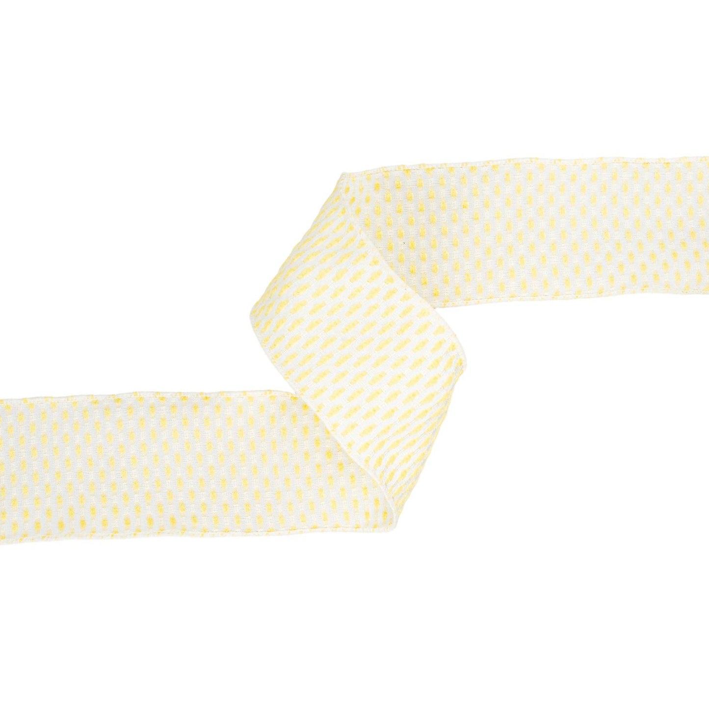 2.5" Wired Ribbon | Yellow/White Woven