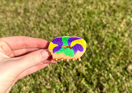 Mini Mardi Gras King Cake Claw Clip