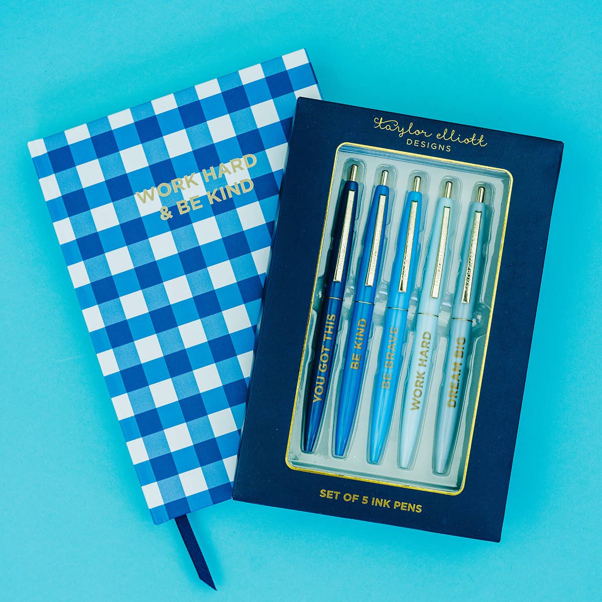 Motivational - Asst Blues - 5 Piece Pen Set