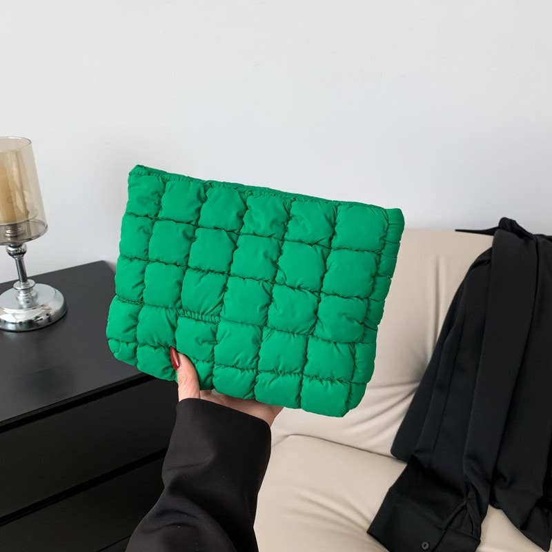 Quilted Puffy Cosmetic Clutch Pouch
 | Off-White