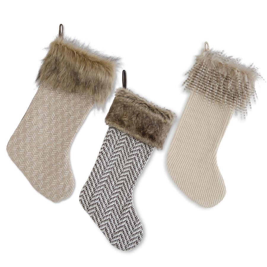 Fabric Stockings w/ Faux Fur Trim