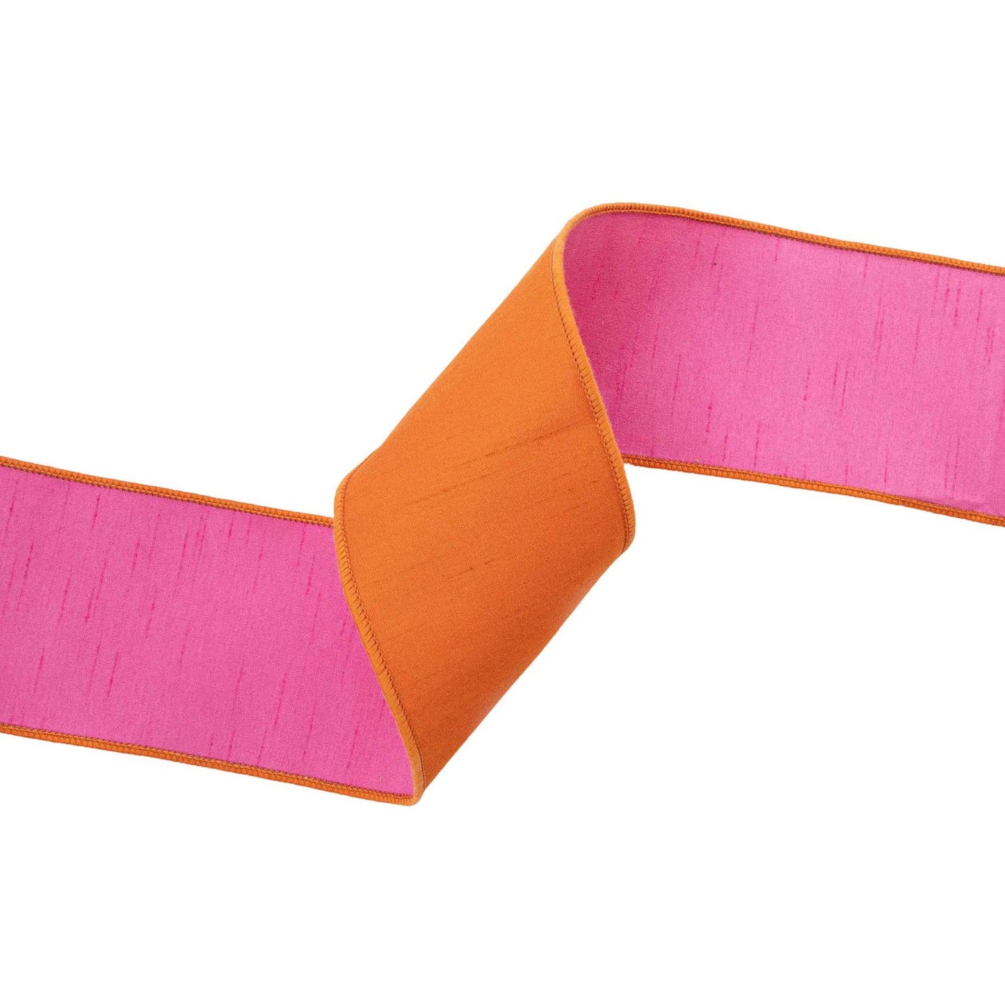 4" Wired Double-fused Ribbon | Orange/Hot Pink