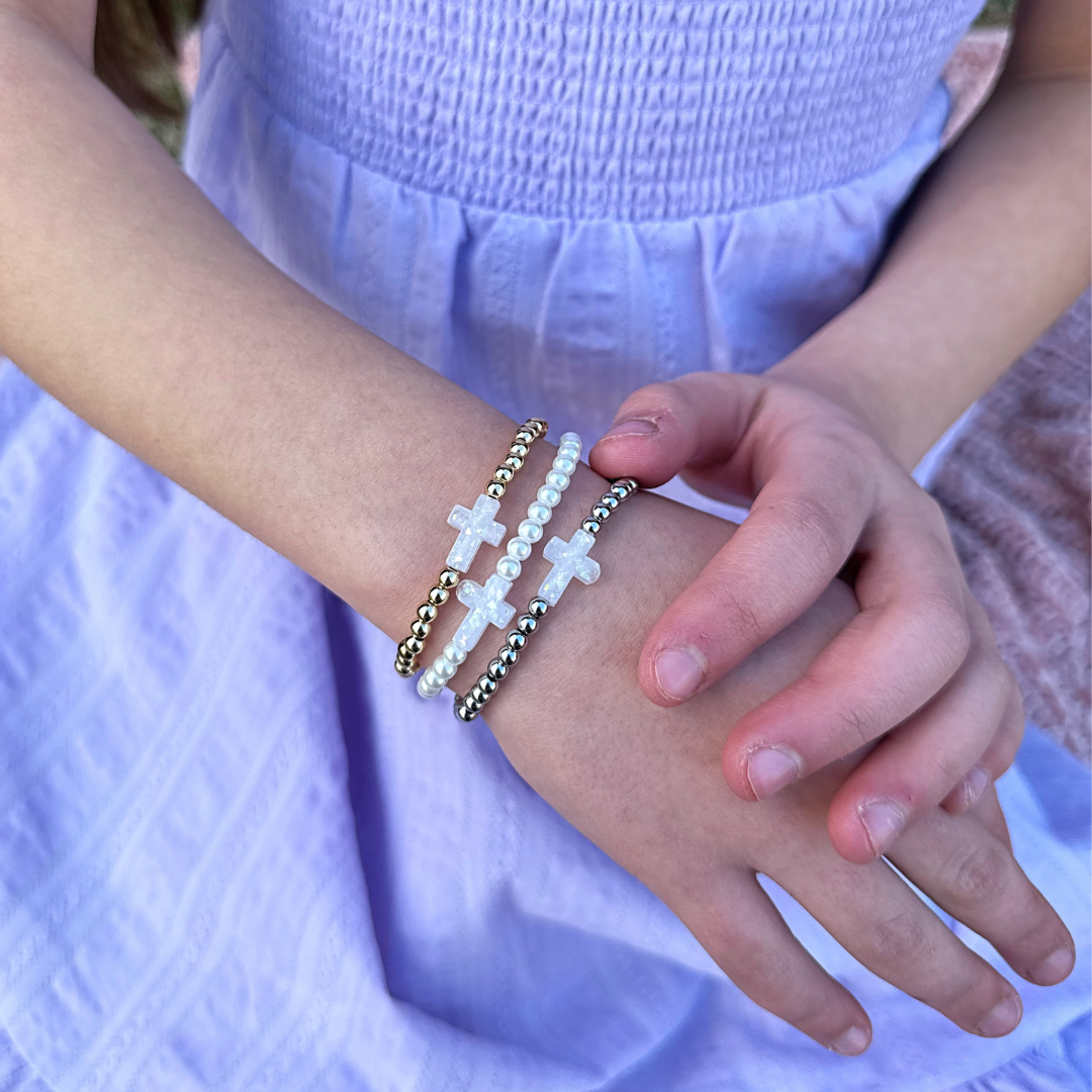 Petite Holy Water Cross Bracelet | Gold