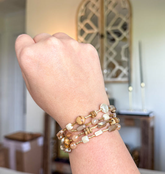 Mixed Bead & Gold Bracelet Stack