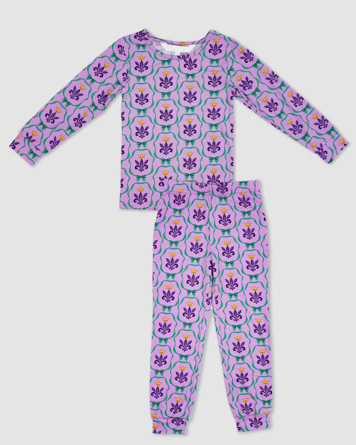 Kid's Mardi Bow Long Sleeve Pajamas   Light Purple/Multi   Set of 2   -Asst.: 2T