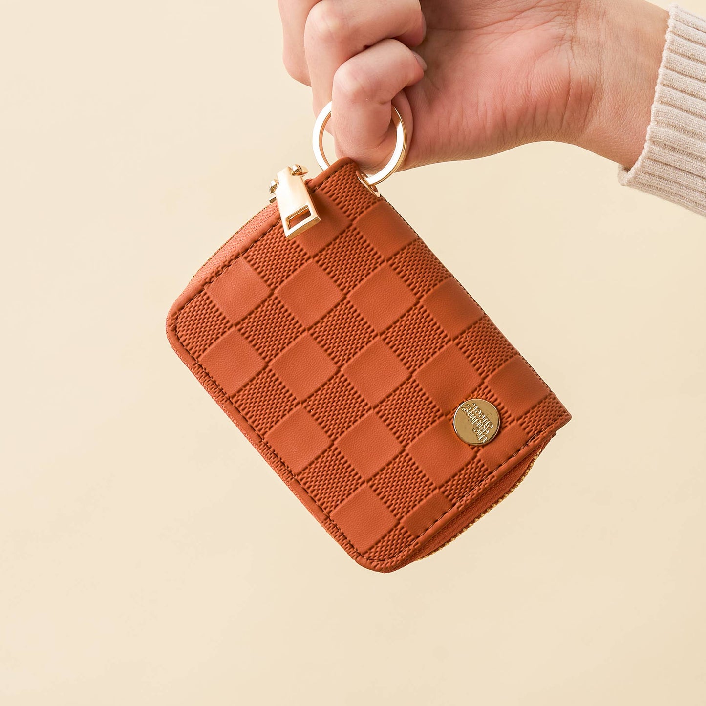 Zip Around Wallet | Cognac Check