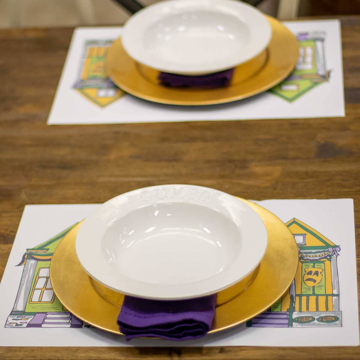 Mardi Gras Parade Houses Paper Placemat