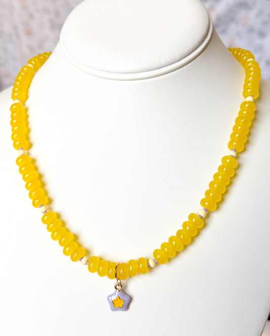 Purple & Yellow Beaded Necklace
