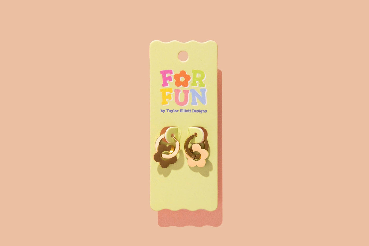 Flower Charm Huggie Earrings | Gold