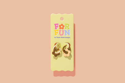 Flower Charm Huggie Earrings | Gold