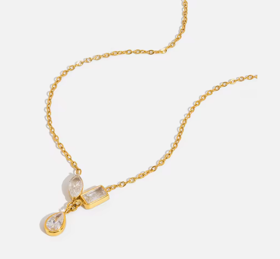Trio Drop Necklace | Gold
