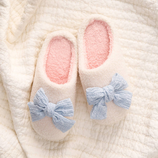 Fuzzy Slippers | Betty Bow Light Blue