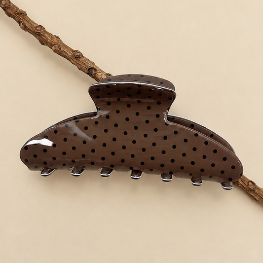 Brown Polka Dot Hair Claw Clip