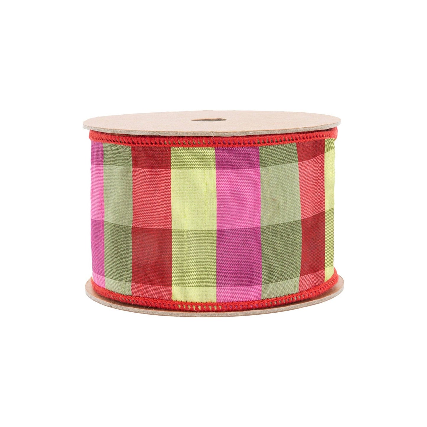 2.5" Wired Ribbon | Green/Pink/Red Check