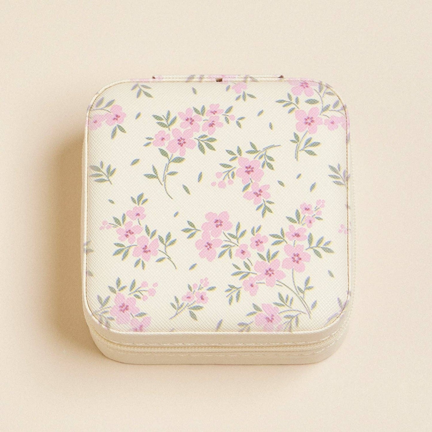 Pink Floral Travel Size Jewelry Box