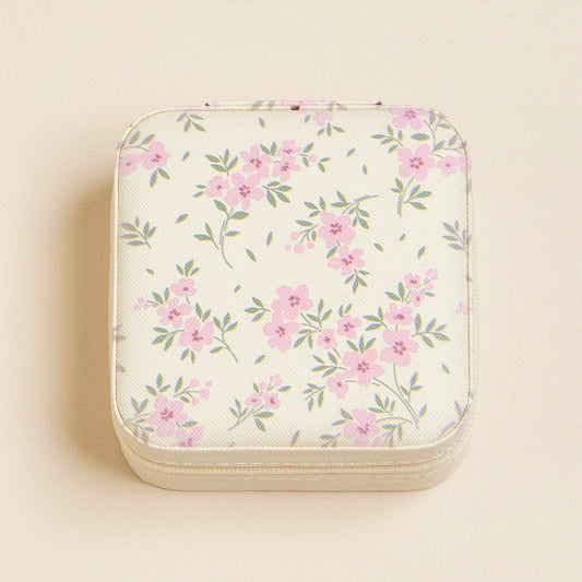 Pink Floral Travel Size Jewelry Box
