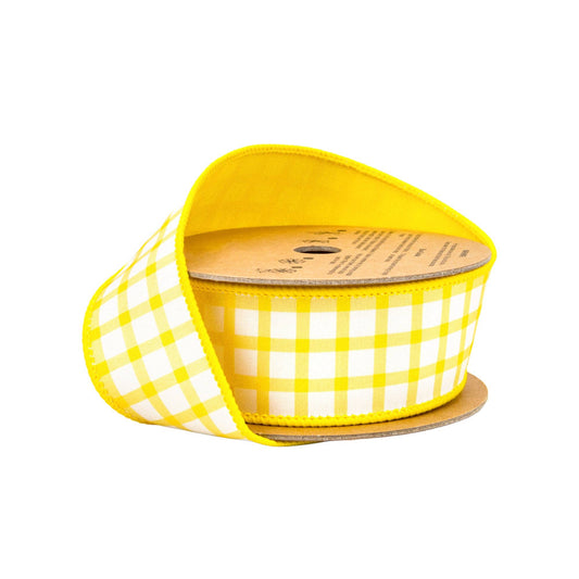 1.5" Wired Ribbon | Yellow/White Check