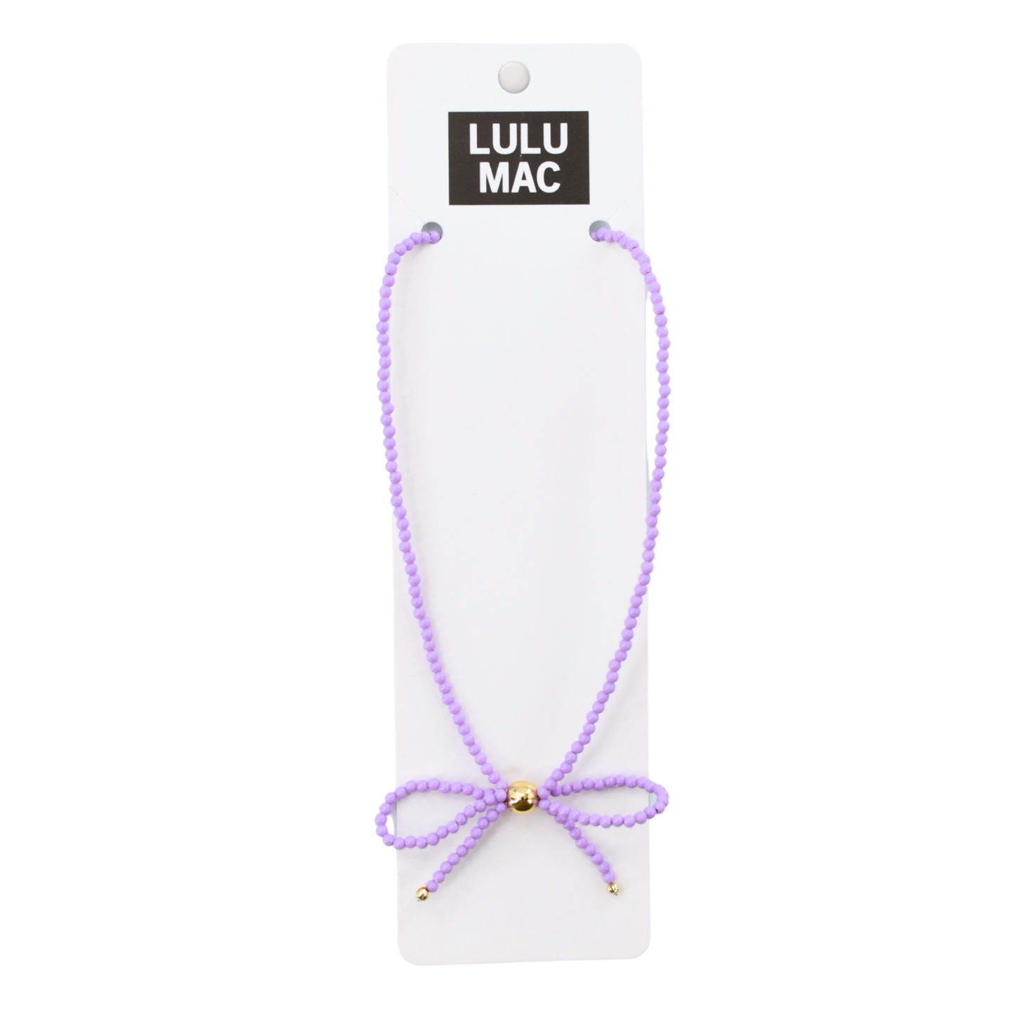 Bow Beaded Necklace | Lavender