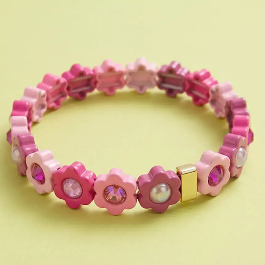 Daisy Flowers Stretch Bracelet | Pink/Purple