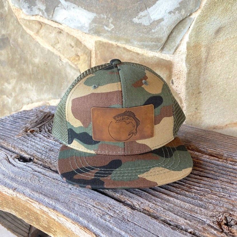 KIDS Fish n’ Hook Leather Patch Hat | Camo