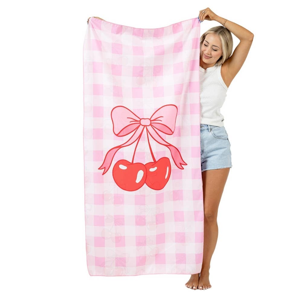 Cherry and Bow Reversible Beach Towel
