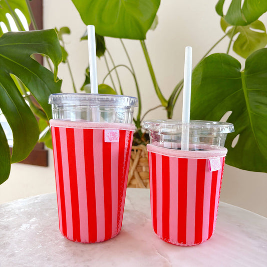 Coffee Cup Cover | Pink & Red LARGE