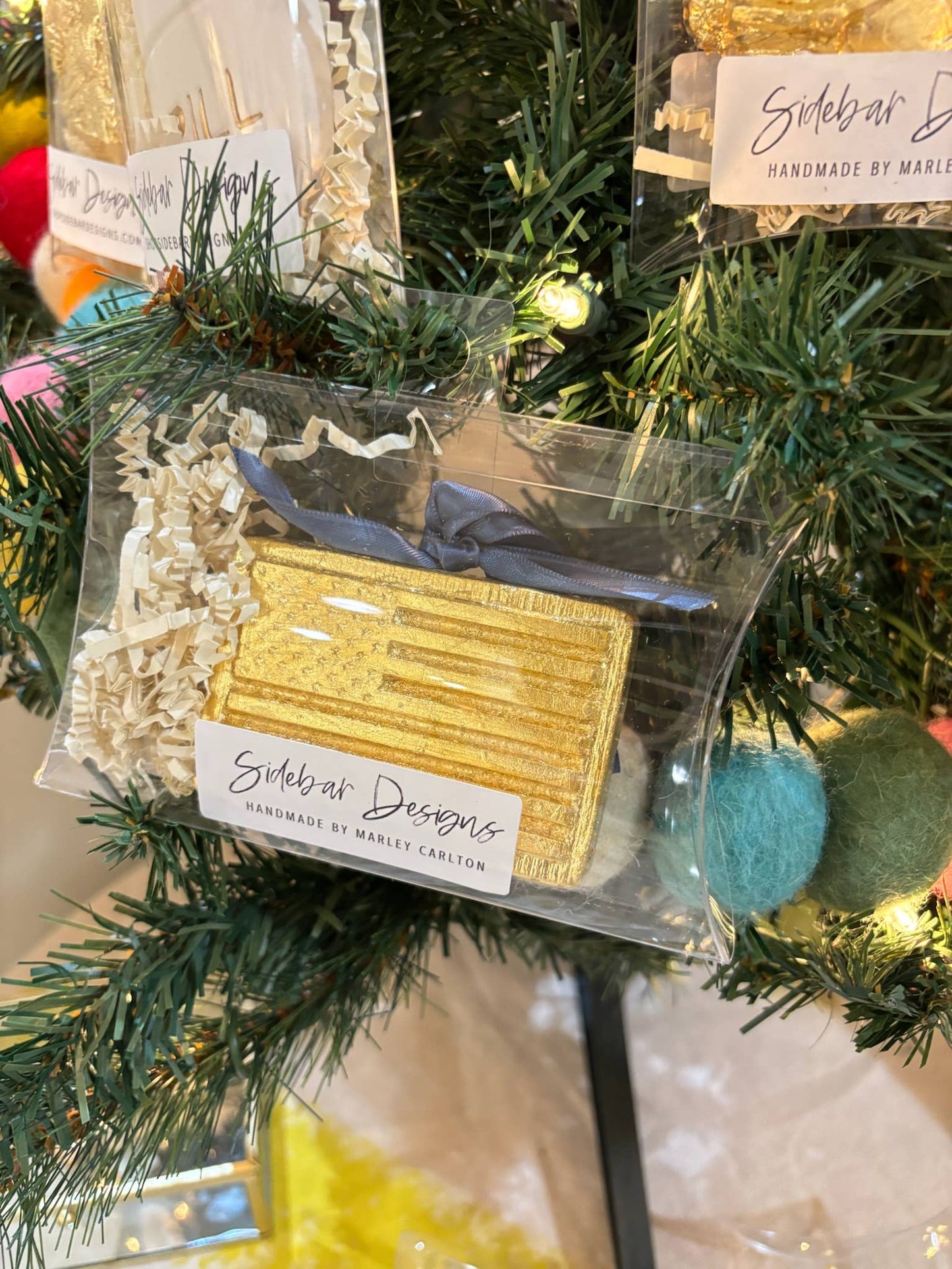 American Flag in Gold Ornament