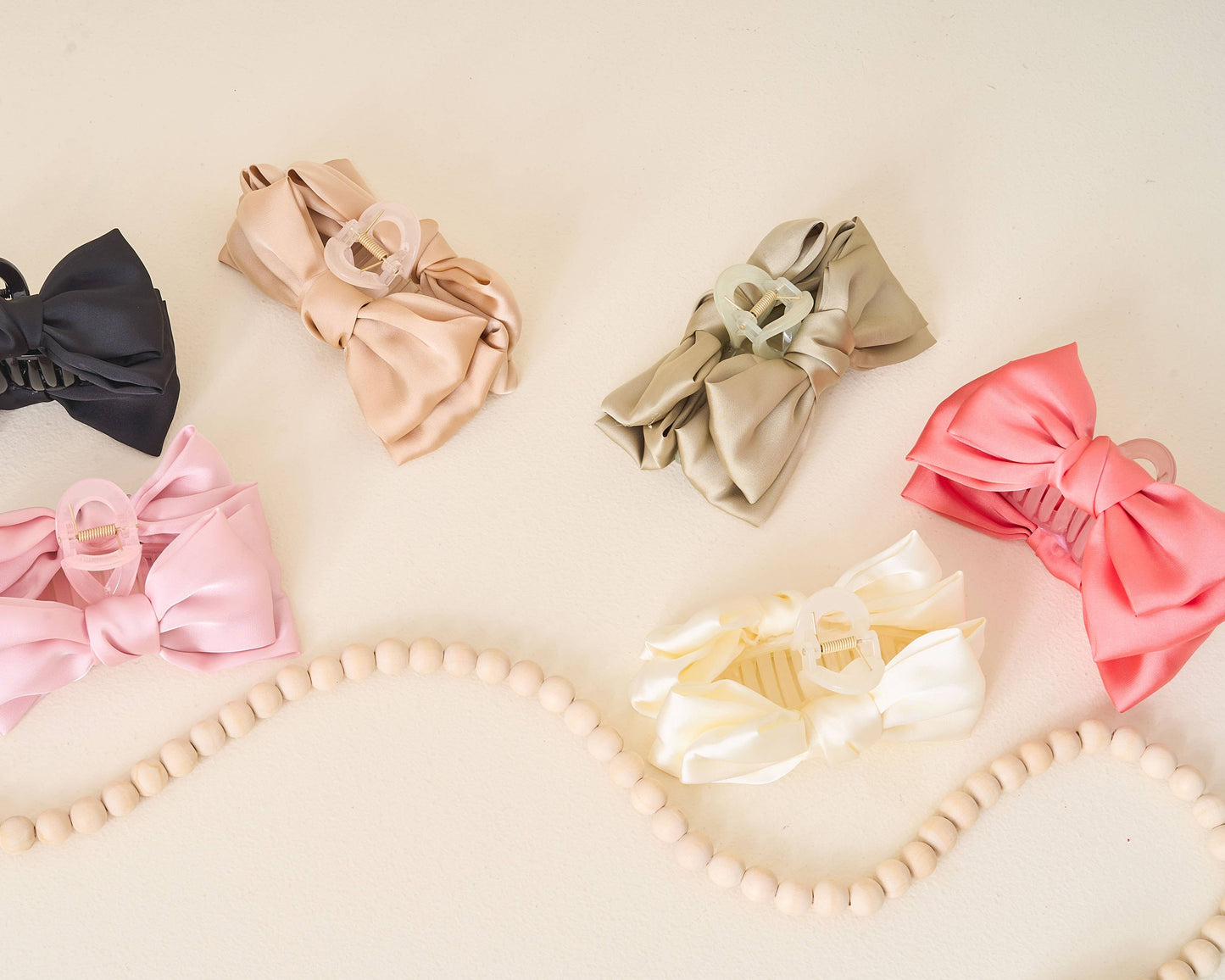 Satin Bow Claw Clip | Cream