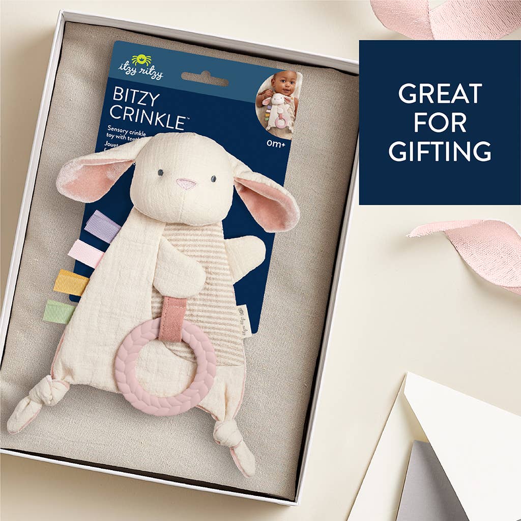 Bunny Bitzy Crinkle™ Sensory Toy w/ Teether