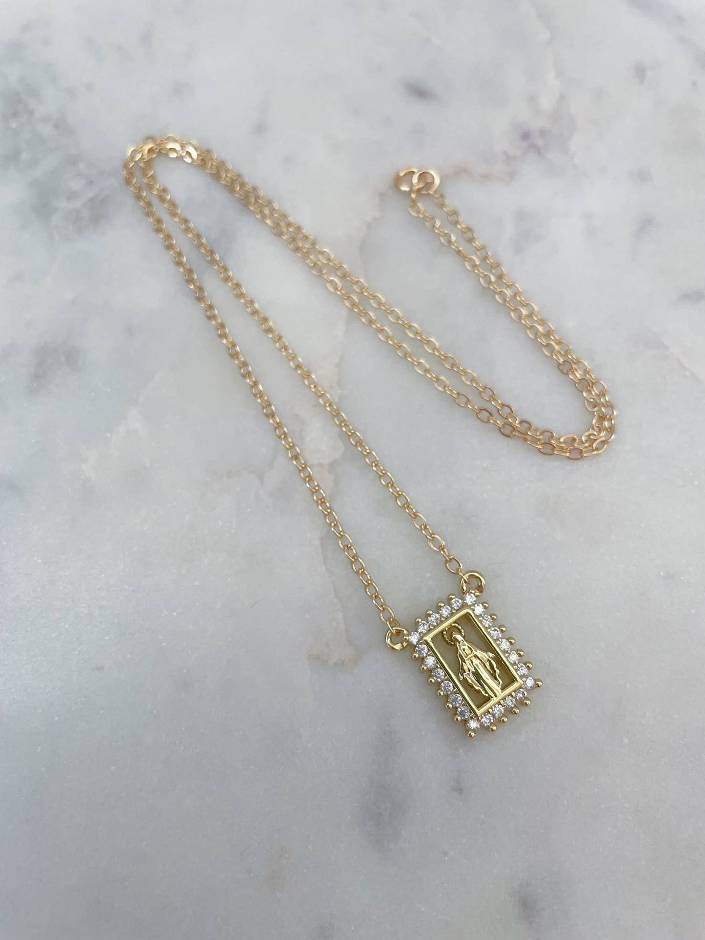 Gold Virgin Mary Necklace