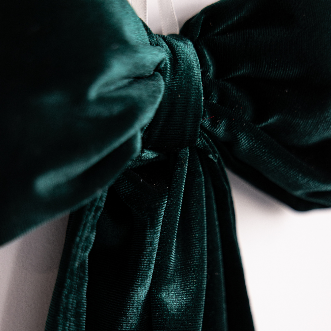 Emerald Green Velvet Fabric Bow | Large