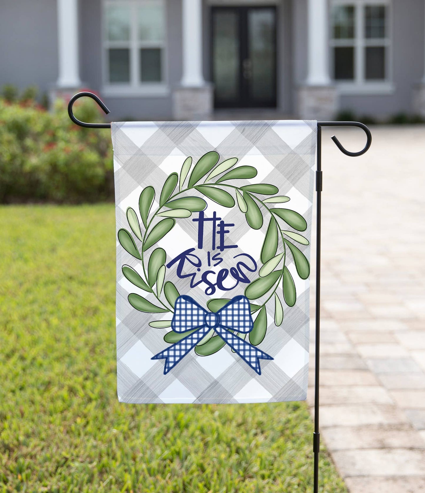 He is Risen Wreath Garden Flag