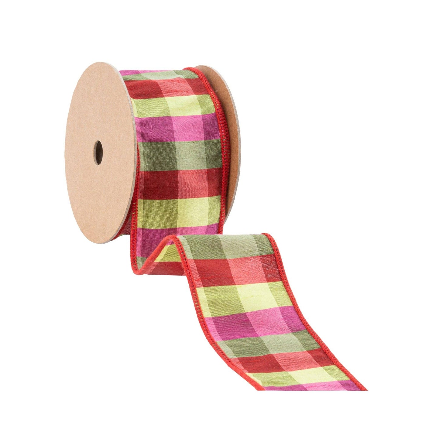 2.5" Wired Ribbon | Green/Pink/Red Check