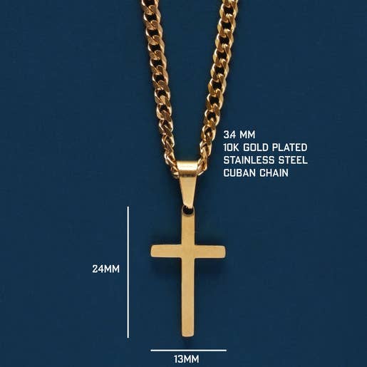 Men’s Gold Cross Necklace | 24"