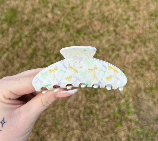 Bow Design Mardi Gras Claw Clip
