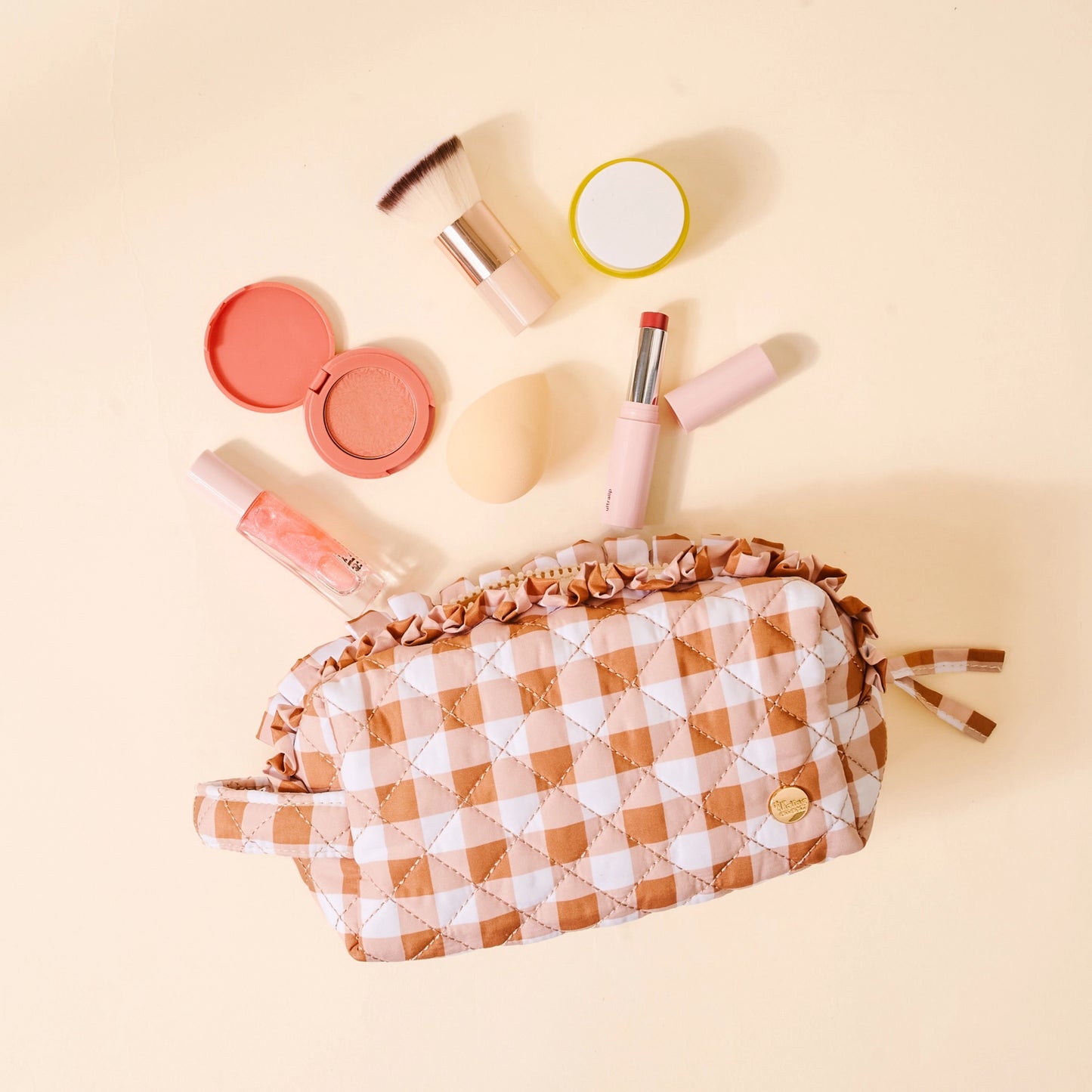 Essentials Quilted Cosmetic Pouch | Maple Gingham