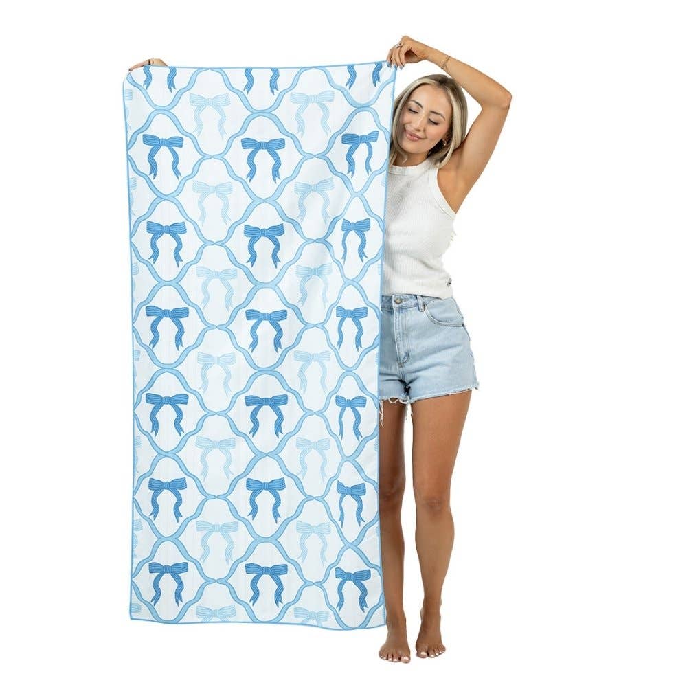 Light Blue Bow Reversible Towel