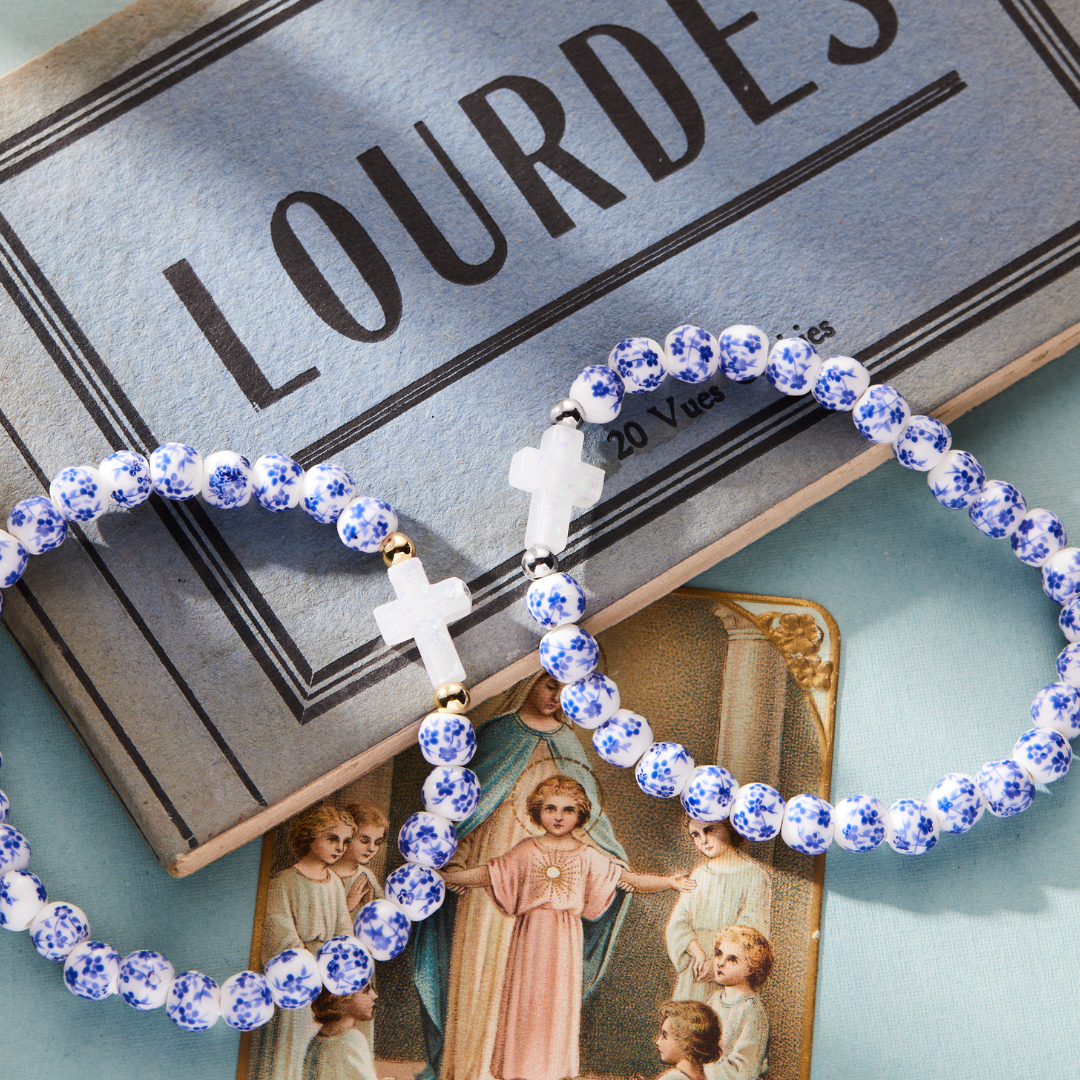 Holy Water Porcelain Cross Bracelet | Gold