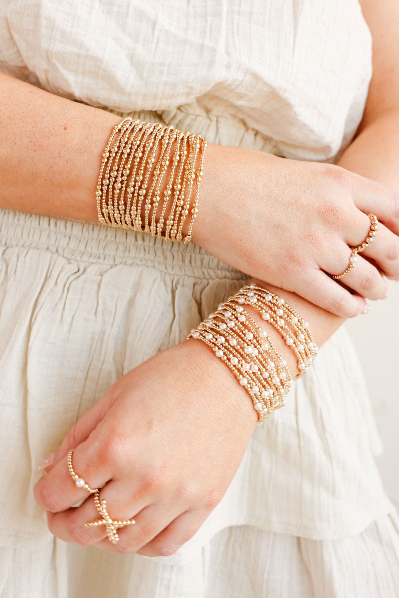 Dainty Sutton Pearl Bracelet in Gold | Standard 6.75"