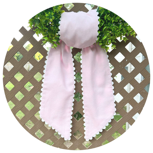 Pink Cotton Pique Sash with Ivory Trim
