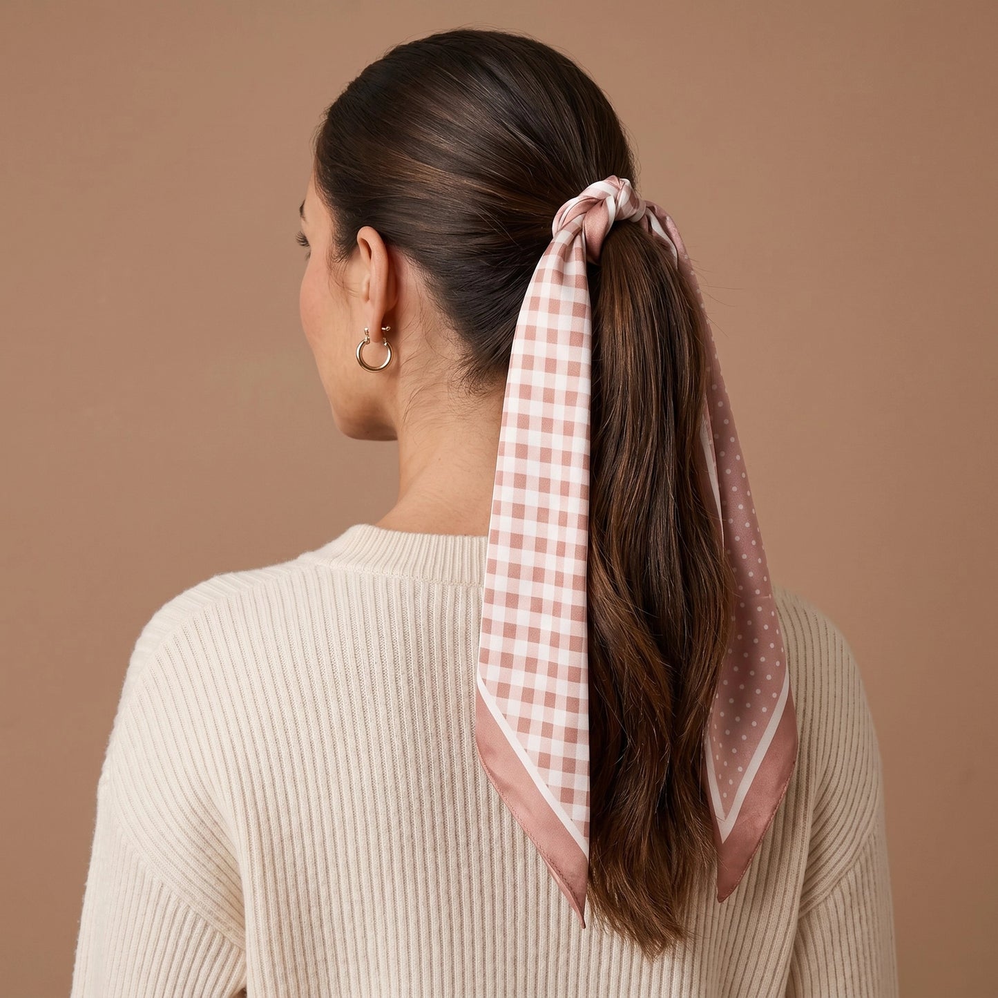 Twirl & Tie Scarf | Gingham Tan