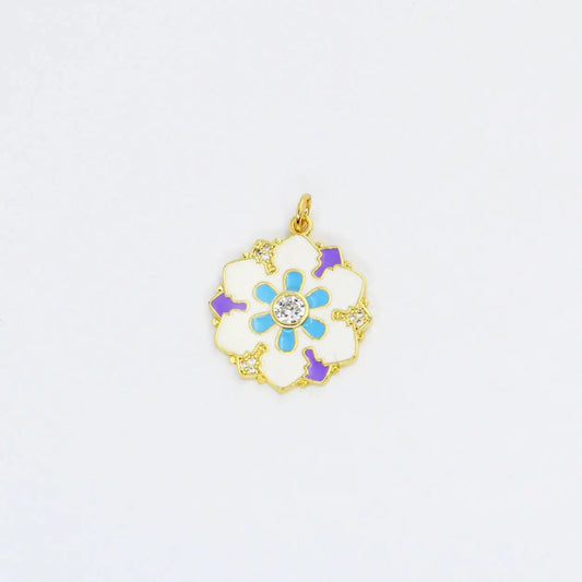 White and Blue Flower Charm