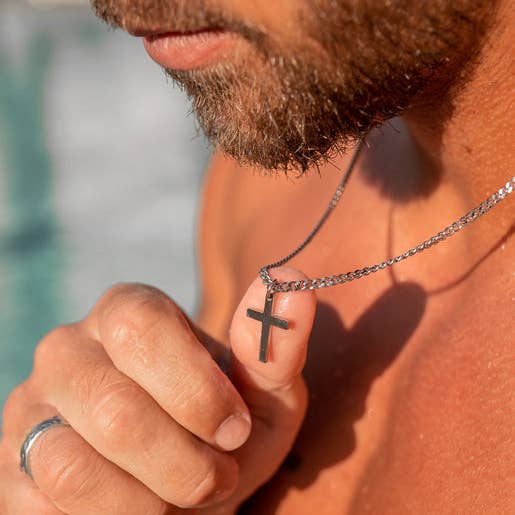 Men’s Stainless Steel Cross Necklace | 22"