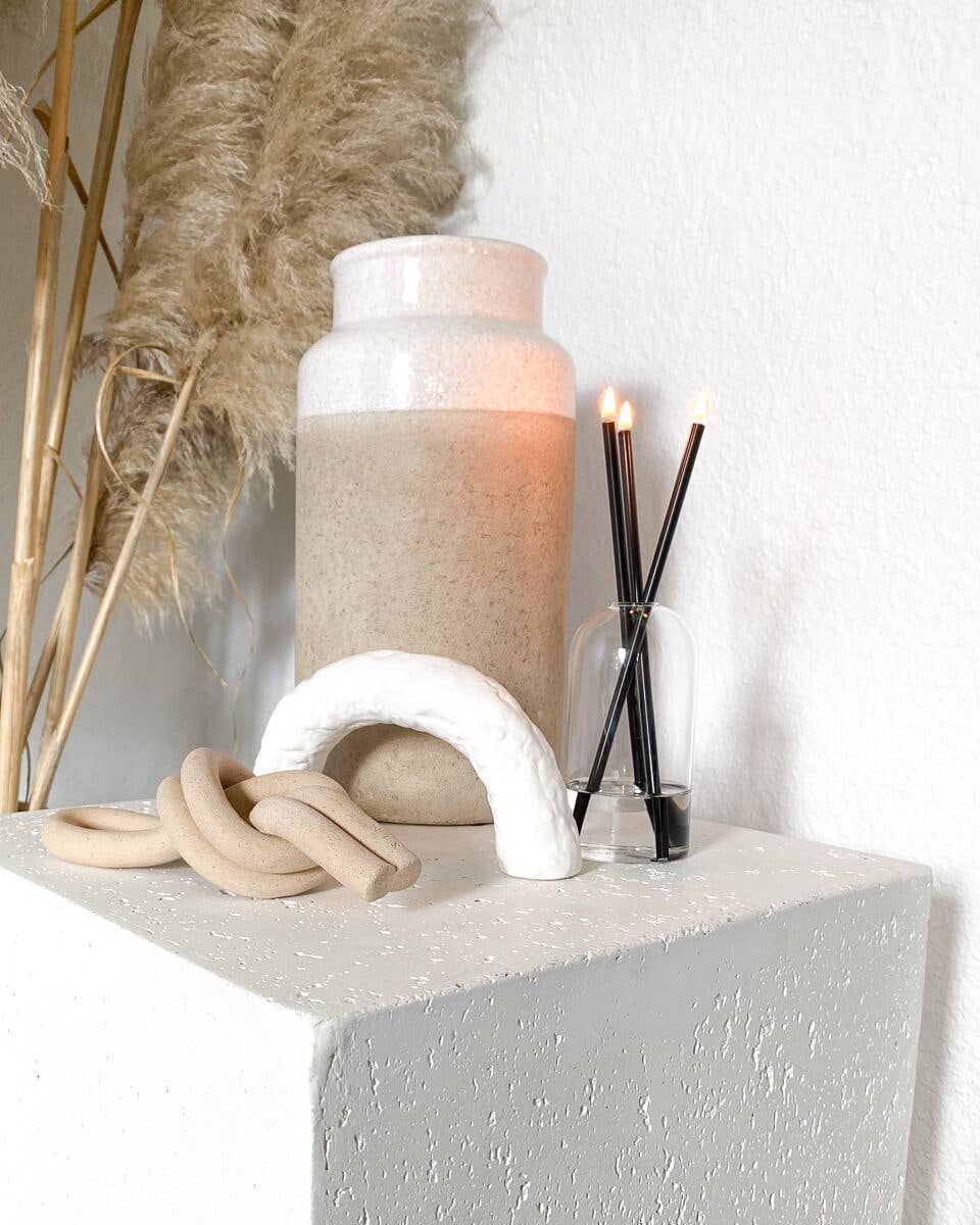 Black Everlasting Candles w/ Clear Vase