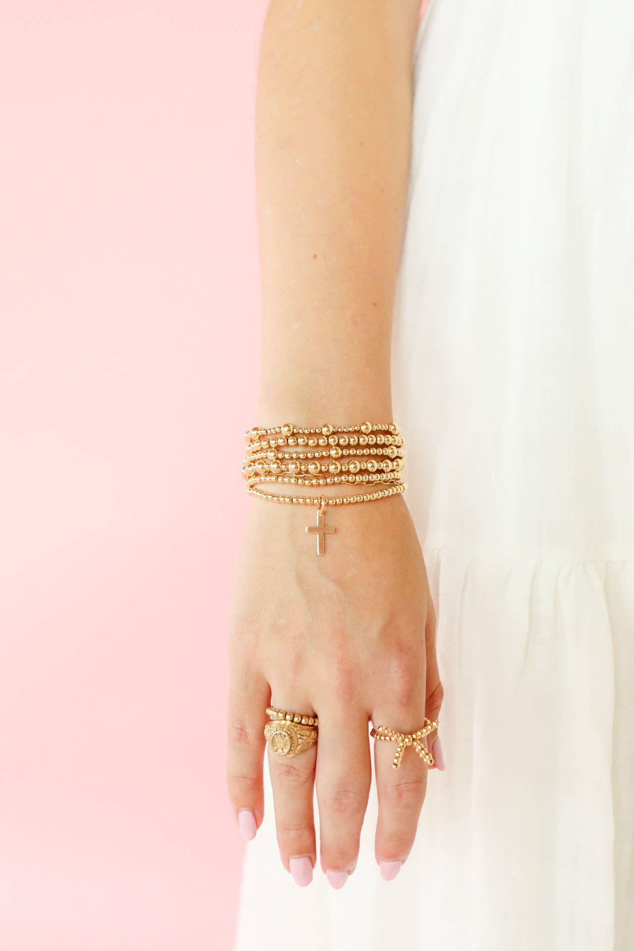 Cross Gold Charm Bracelet | Standard