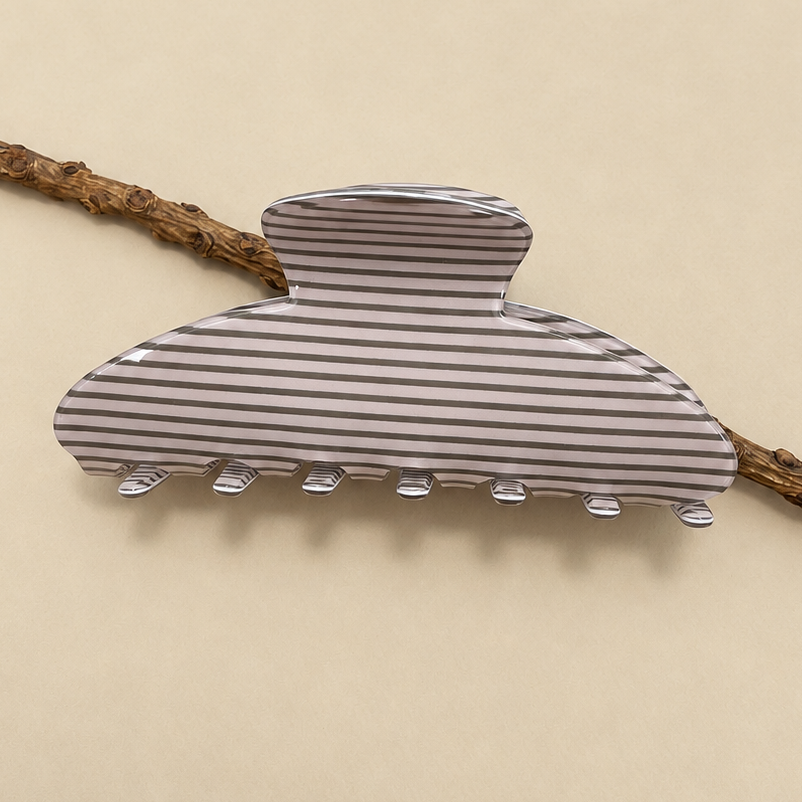 Brown Strip Hair Claw Clip