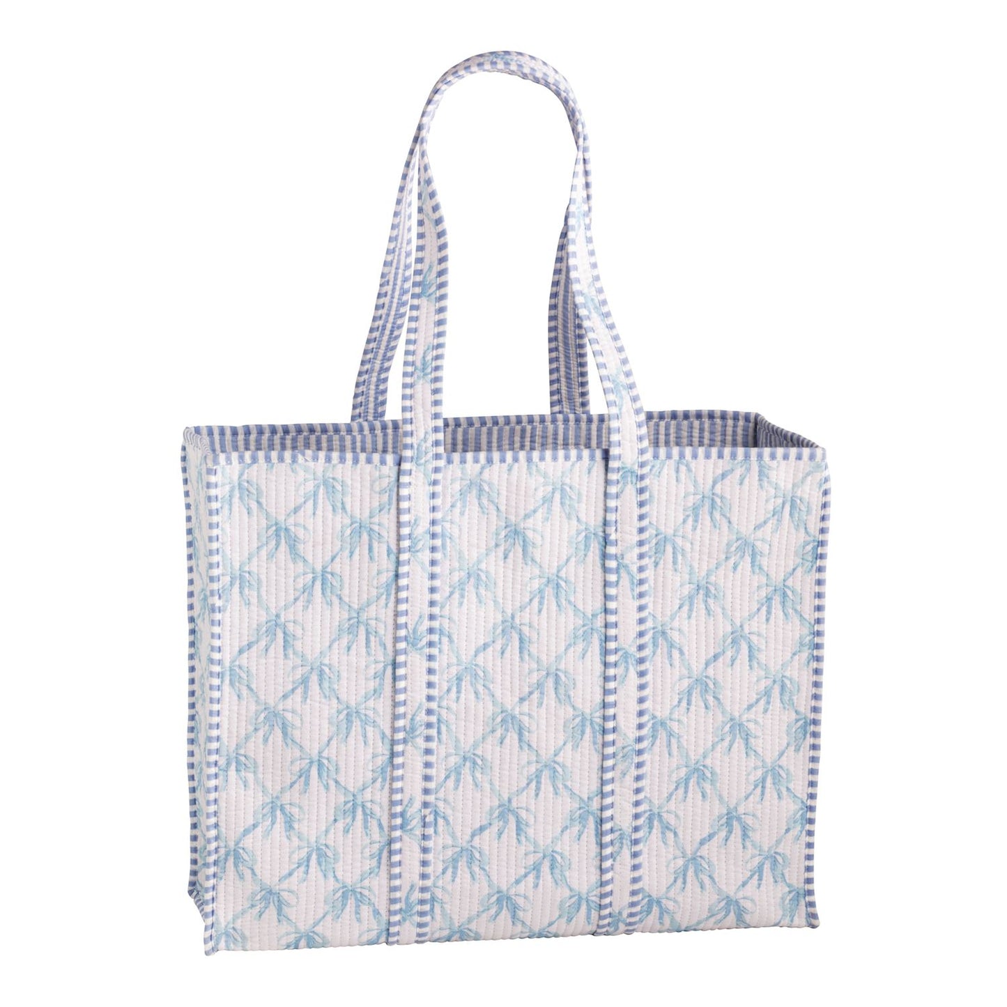 Blue Bow Block Print Tote