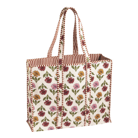 Cream Harvest Block Print Tote