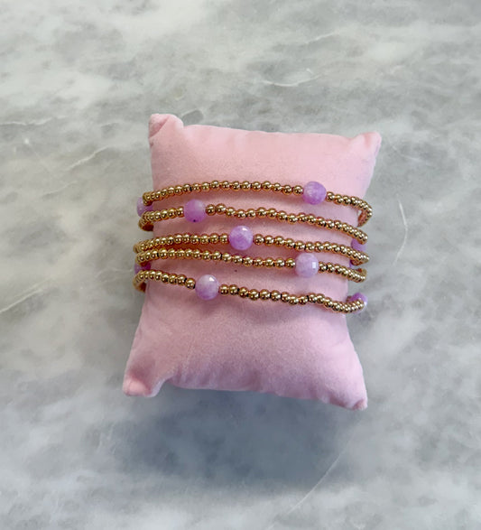 Beaded Stretch Bracelet w/ Purple beads